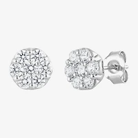 Diamond Blossom (F, Si2) 1 CT. T.W. Lab Grown White Diamond Sterling Silver 8mm Round Stud Earrings