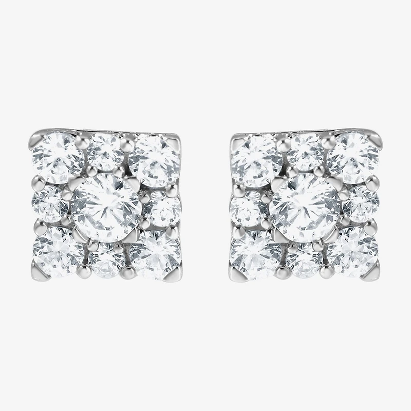 Diamond Blossom (F, Si2) 1 CT. T.W. Lab Grown White Diamond Sterling Silver 7mm Stud Earrings