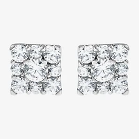 Diamond Blossom (F, Si2) 1 CT. T.W. Lab Grown White Diamond Sterling Silver 7mm Stud Earrings