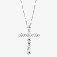 Cross (F/Si2) Womens 2 CT. T.W. Lab Grown White Diamond Sterling Silver Cross 18 Inch Pendant Necklace