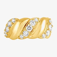 (F, Si2) Womens 1 CT. T.W. Lab Grown White Diamond 14K Gold Over Silver Cocktail Ring