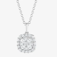 (F, Vs2) Womens 1 CT. T.W. Lab Grown White Diamond Sterling Silver Cushion 18 Inch Pendant Necklace