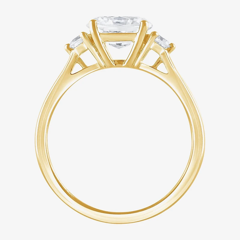 (F/Si2) Womens 1 1/7 CT. T.W. Lab Grown White Diamond 14K Gold Over Silver 3-Stone Cocktail Ring