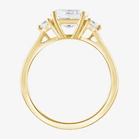 (F/Si2) Womens 1 1/7 CT. T.W. Lab Grown White Diamond 14K Gold Over Silver 3-Stone Cocktail Ring