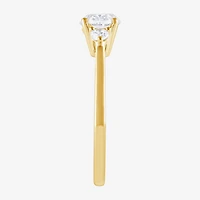 (F/Si2) Womens 1 1/7 CT. T.W. Lab Grown White Diamond 14K Gold Over Silver 3-Stone Cocktail Ring
