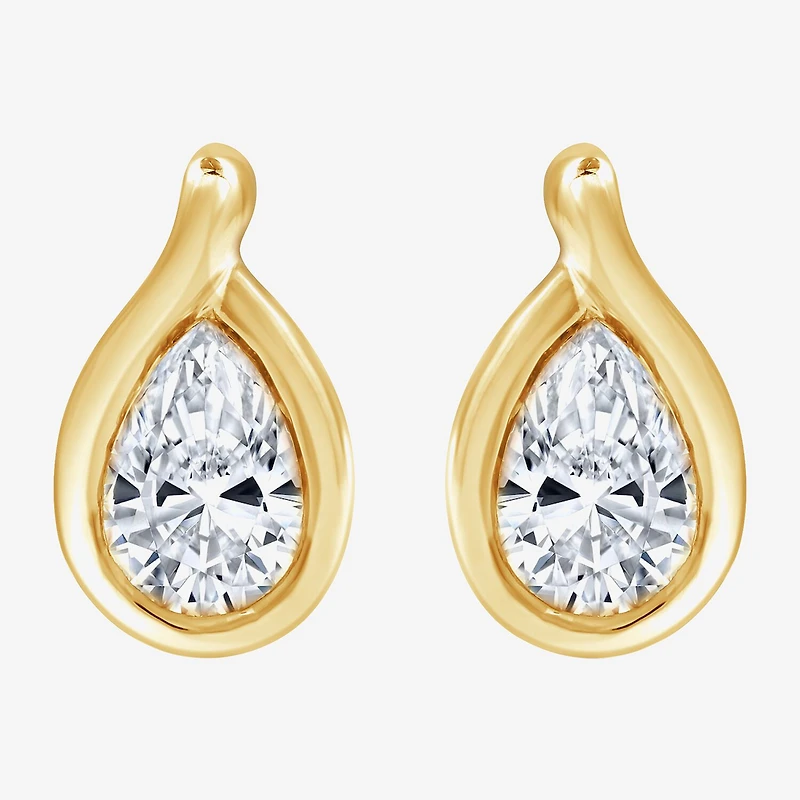 (G, Si1-Si2) 2 CT. T.W. Lab Grown White Diamond 14K Gold Over Silver 14.5mm Pear Stud Earrings