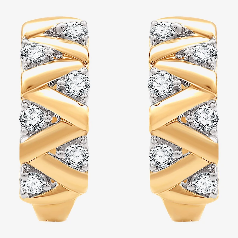 (G, Si1-Si2) Womens 1/2 CT. T.W. Lab Grown White Diamond 14K Gold Over Silver 17.6mm Circle Hoop Earrings