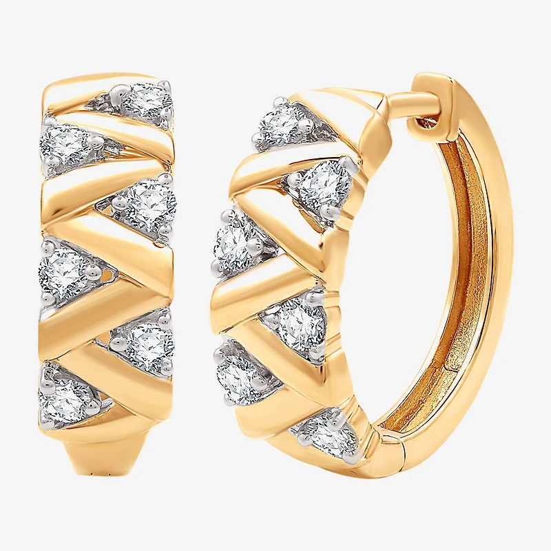 (G, Si1-Si2) Womens 1/2 CT. T.W. Lab Grown White Diamond 14K Gold Over Silver 17.6mm Circle Hoop Earrings