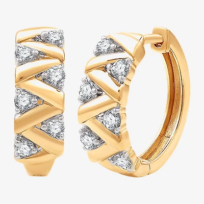 (G, Si1-Si2) Womens 1/2 CT. T.W. Lab Grown White Diamond 14K Gold Over Silver 17.6mm Circle Hoop Earrings