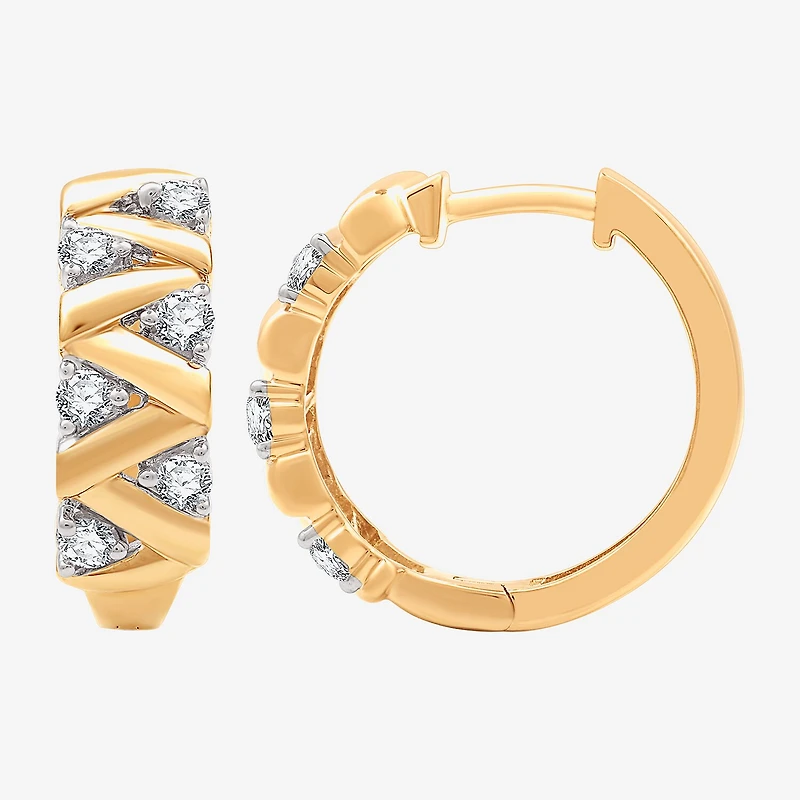 (G, Si1-Si2) Womens 1/2 CT. T.W. Lab Grown White Diamond 14K Gold Over Silver 17.6mm Circle Hoop Earrings
