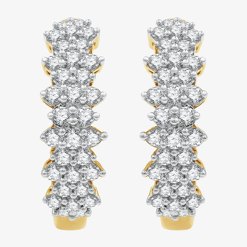 (G, Si1-Si2) Womens 1 CT. T.W. Lab Grown White Diamond 14K Gold Over Silver 19.9mm Hoop Earrings