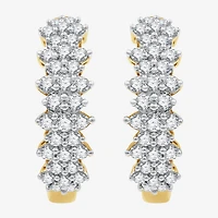 (G, Si1-Si2) Womens 1 CT. T.W. Lab Grown White Diamond 14K Gold Over Silver 19.9mm Hoop Earrings