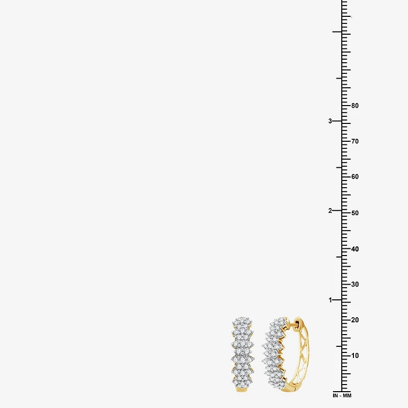 (G, Si1-Si2) Womens 1 CT. T.W. Lab Grown White Diamond 14K Gold Over Silver 19.9mm Hoop Earrings