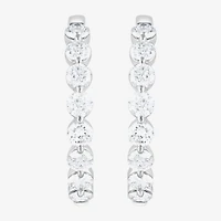 (F/Vs2) Womens 3 CT. T.W. Lab Grown White Diamond Sterling Silver 22.8mm Hoop Earrings