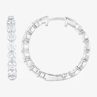 (F/Vs2) Womens 3 CT. T.W. Lab Grown White Diamond Sterling Silver 22.8mm Hoop Earrings