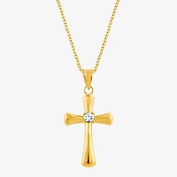 Cross (F/Vs2) Womens 1/10 CT. T.W. Lab Grown White Diamond 14K Gold Over Silver Cross 18 Inch Pendant Necklace