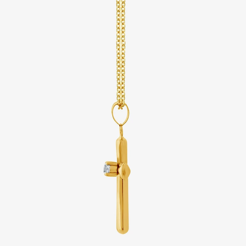 Cross (F/Vs2) Womens 1/10 CT. T.W. Lab Grown White Diamond 14K Gold Over Silver Cross 18 Inch Pendant Necklace