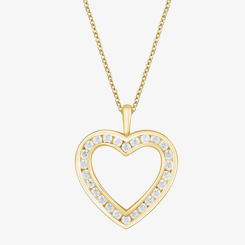 (F, Vs2) Womens 1/2 CT. T.W. Lab Grown White Diamond 14K Gold Over Silver 18 Inch Pendant Necklace