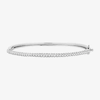 (G, Si1-Si2) Womens 1 CT. T.W. Lab Grown White Diamond Sterling Silver Round Bangle Bracelet