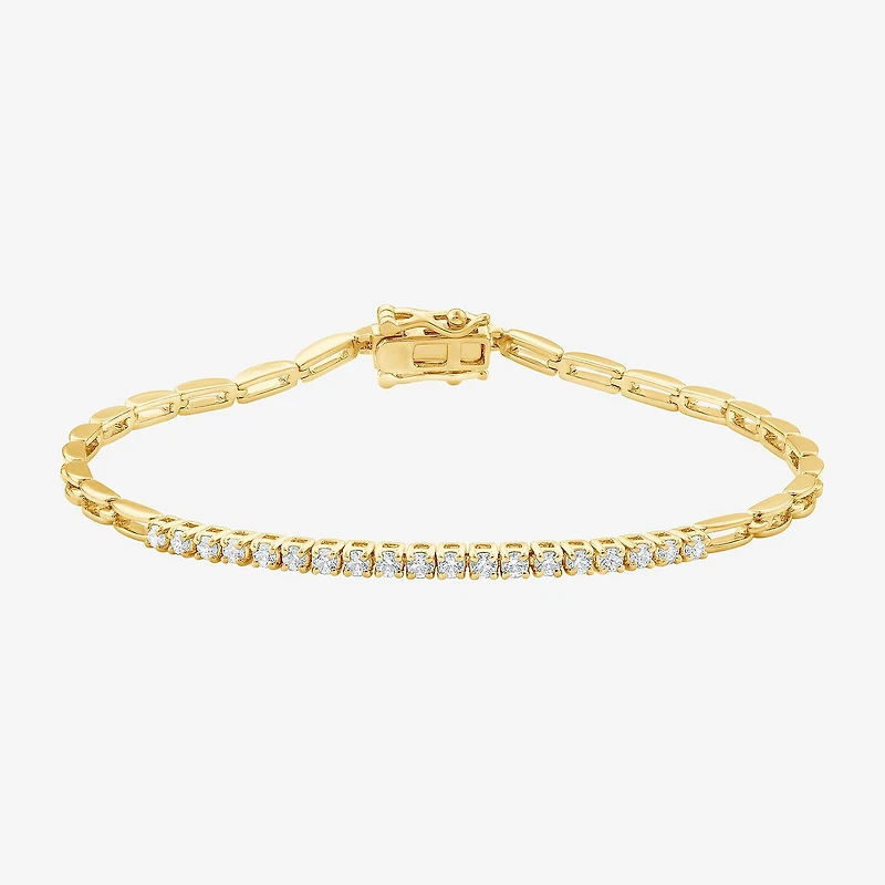 (F, Vs2) Womens 1/2 CT. T.W. Lab Grown White Diamond 14K Gold Over Silver 7 Inch Tennis Bracelet