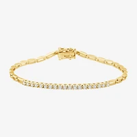(F, Vs2) Womens 1/2 CT. T.W. Lab Grown White Diamond 14K Gold Over Silver 7 Inch Tennis Bracelet