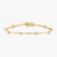 (F/Vs2) Womens 14K Gold Over Silver 7 Inch Solid Chain Bracelet