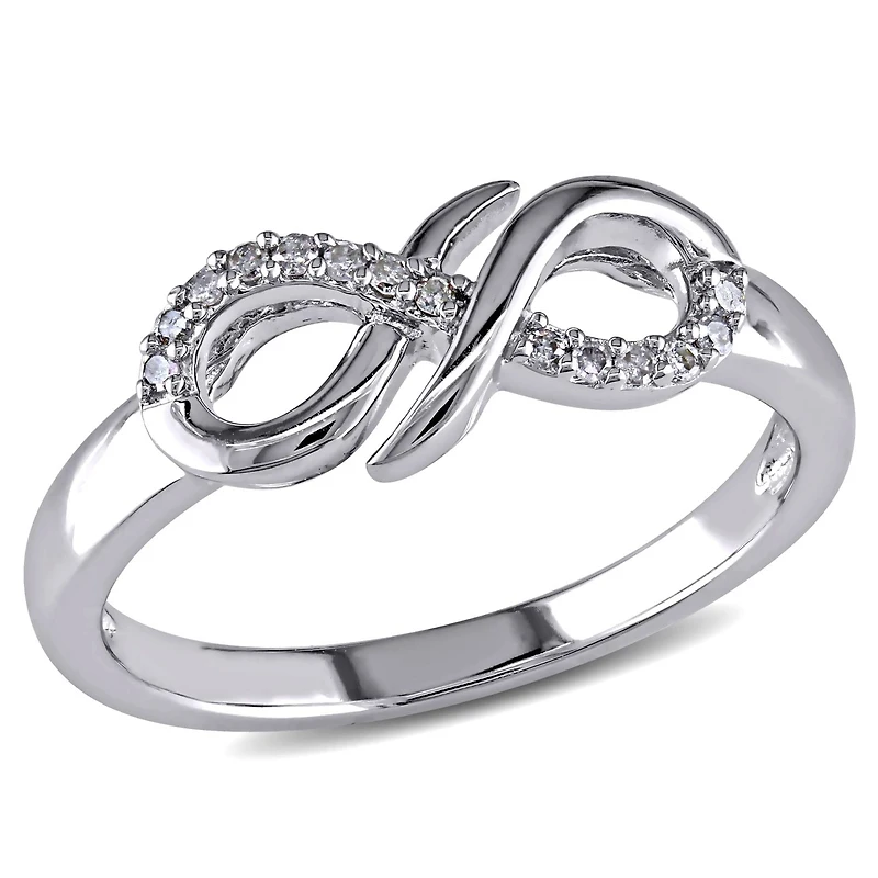 Womens Diamond Accent Natural White Sterling Silver Infinity Cocktail Ring
