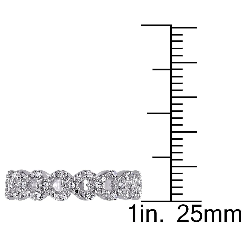 Womens Diamond Accent Natural White Sterling Silver Heart Eternity Band