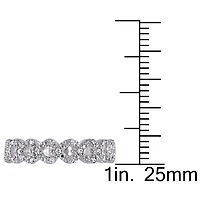 Womens Diamond Accent Natural White Sterling Silver Heart Eternity Band