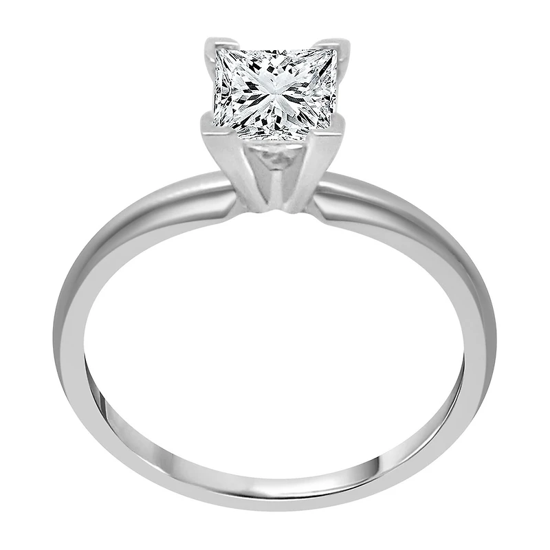 Deluxe Collection (I / I2) Womens 1 CT. Genuine White Diamond 14K White Gold Solitaire Engagement Ring