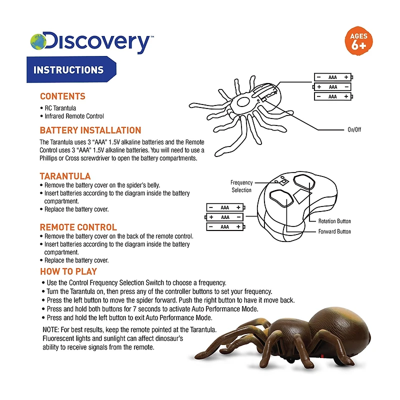 Discovery Kids RC Moving Tarantula Spider, Wireless Remote Control Toy for Kids
