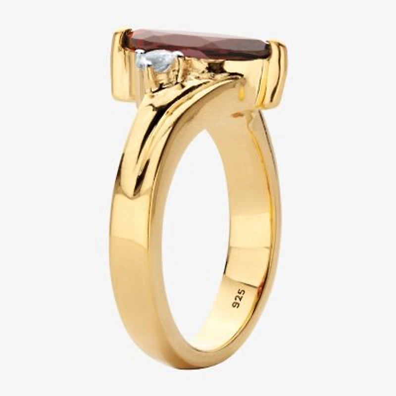 Womens Genuine Red Garnet 14K Gold Over Silver Cocktail Ring