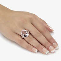 Womens Genuine Pink Amethyst 14K Rose Gold Over Silver Cocktail Ring