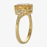 Womens Genuine Yellow Citrine 14K Gold Over Silver Cocktail Ring