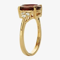 Womens Genuine Red Garnet 14K Gold Over Silver Oval Cocktail Ring