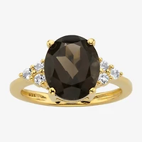 Womens Genuine Topaz 14K Gold Over Silver Cocktail Ring
