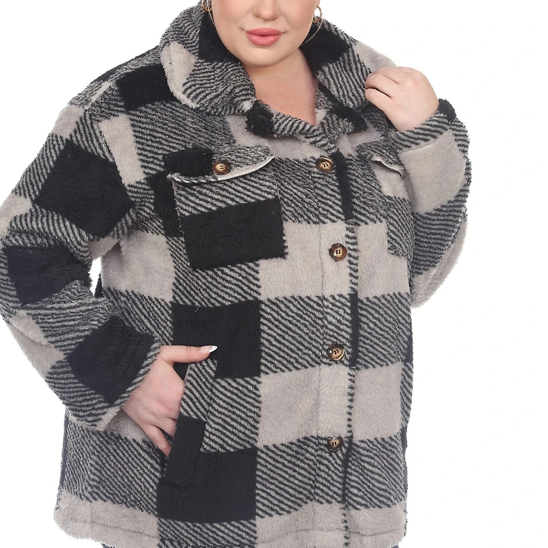 White Mark Womens Plus Lightweight Shirt Jacket