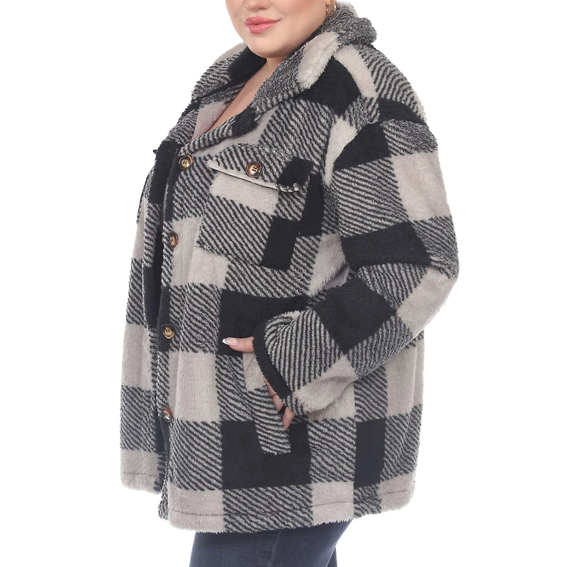 White Mark Womens Plus Lightweight Shirt Jacket