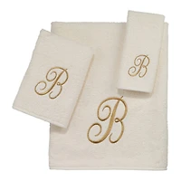 Avanti Premier Script Monogram Ivory/Gold Bath Towel Collection