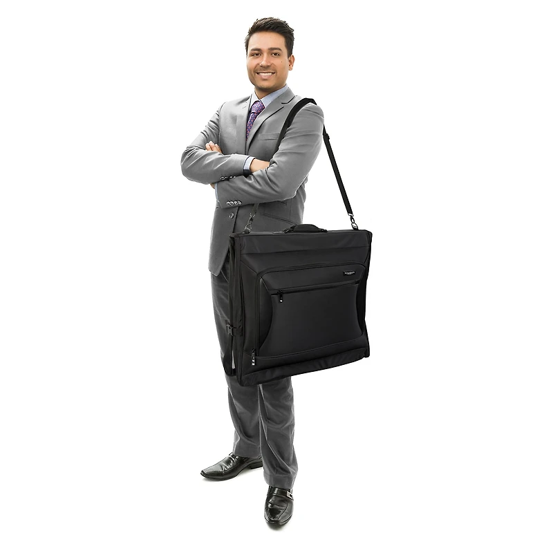 WallyBags Solutions 45" Premium Garment Bag with Shoulder Strap and Multiple Pockets