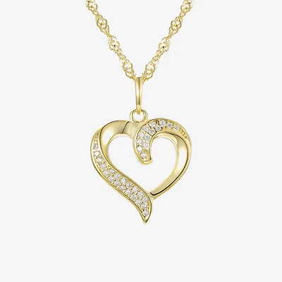 Girls 1/4 CT. Lab Created White Cubic Zirconia 14K Gold Over Silver 16 Inch Pendant Necklace