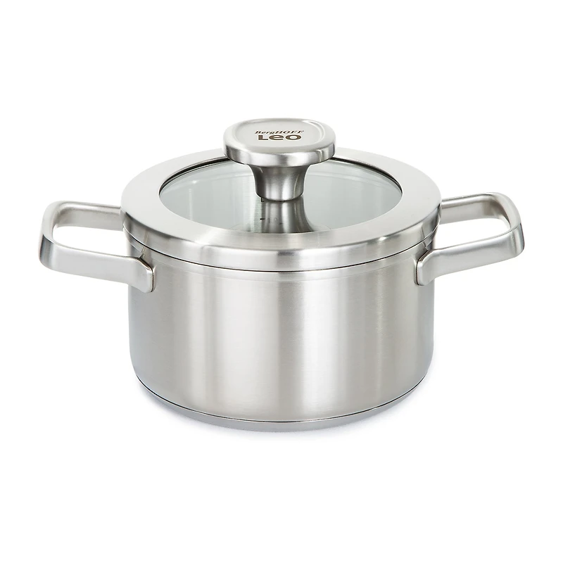 BergHOFF Leo Graphite Recycled 18/10 Stainless Steel 1.7-qt. Stockpot with Glass Lid