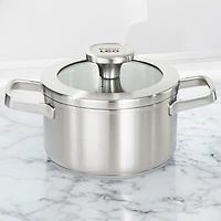 BergHOFF Leo Graphite Recycled 18/10 Stainless Steel 1.7-qt. Stockpot with Glass Lid