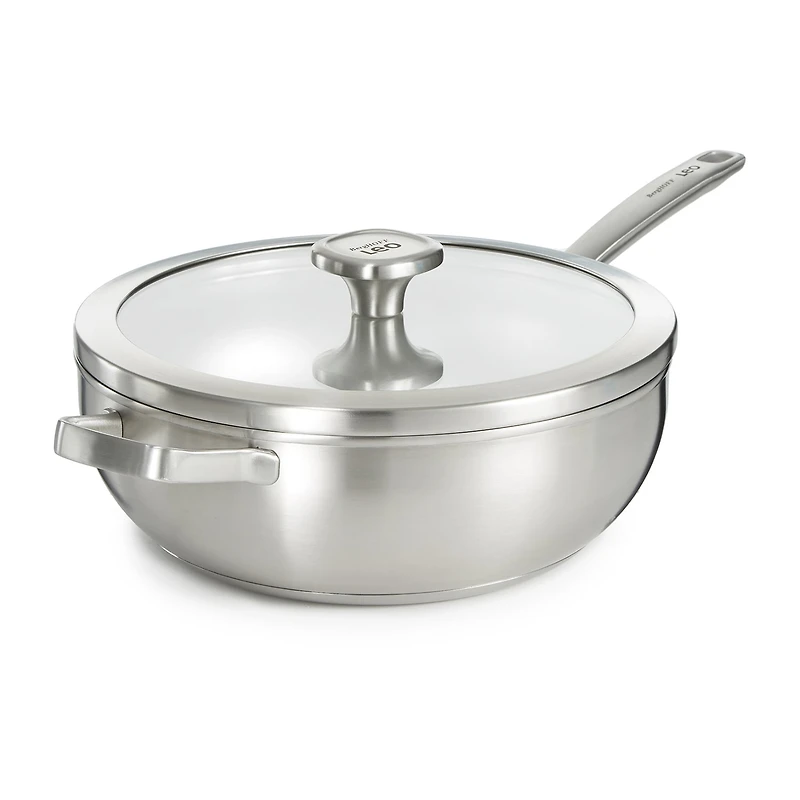 BergHOFF Leo Graphite Recycled 18/10 Stainless Steel 11" Wok with Glass Lid