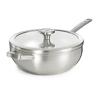BergHOFF Leo Graphite Recycled 18/10 Stainless Steel 11" Wok with Glass Lid