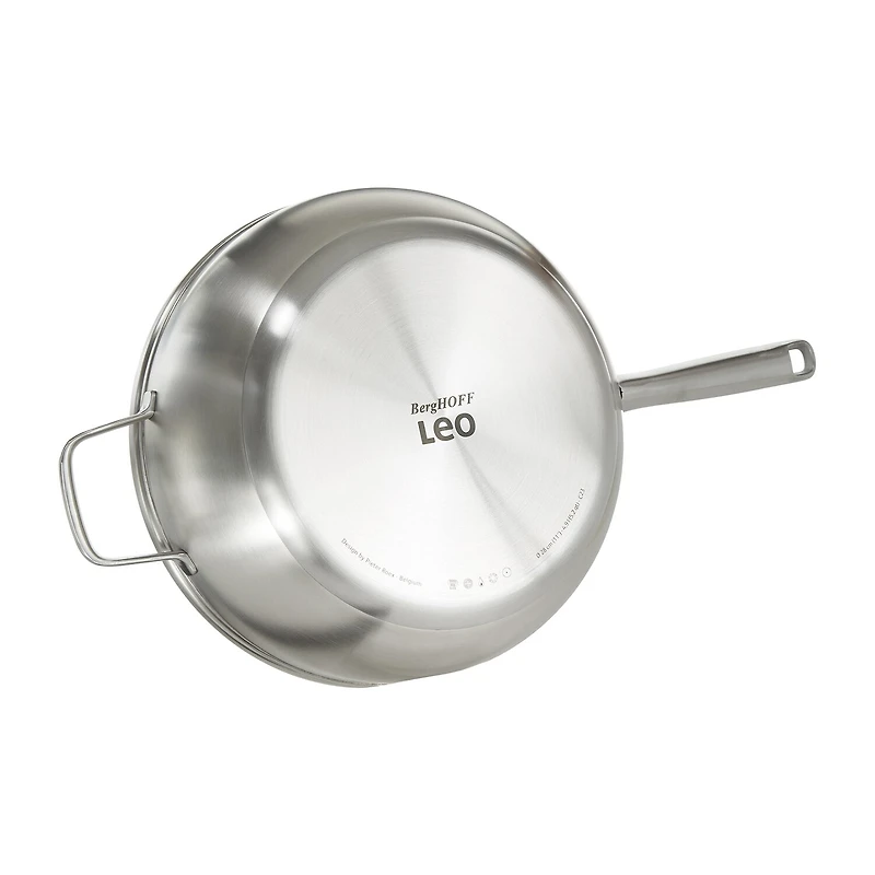 BergHOFF Leo Graphite Recycled 18/10 Stainless Steel 11" Wok with Glass Lid