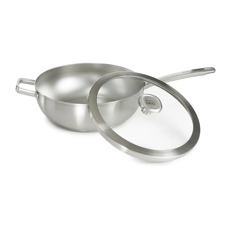 BergHOFF Leo Graphite Recycled 18/10 Stainless Steel 11" Wok with Glass Lid