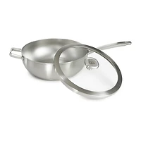 BergHOFF Leo Graphite Recycled 18/10 Stainless Steel 11" Wok with Glass Lid