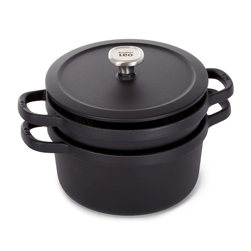 BergHOFF Leo Graphite Enamel Cast Iron 10.25" Round Grill Pan