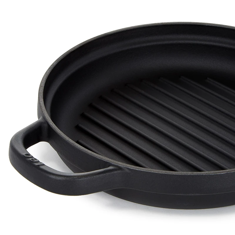 BergHOFF Leo Graphite Enamel Cast Iron 10.25" Round Grill Pan